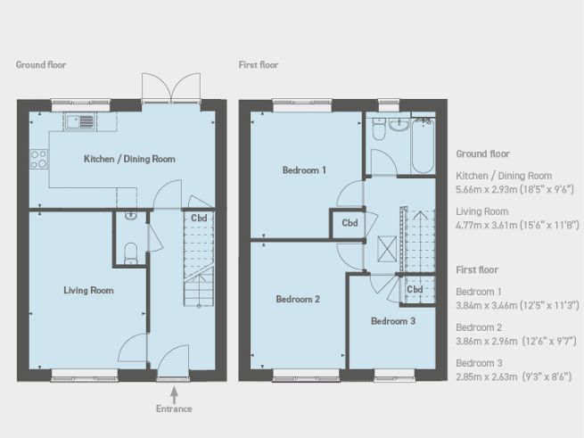 Floor plan, 3 bedroom house - artist's impression subject to change